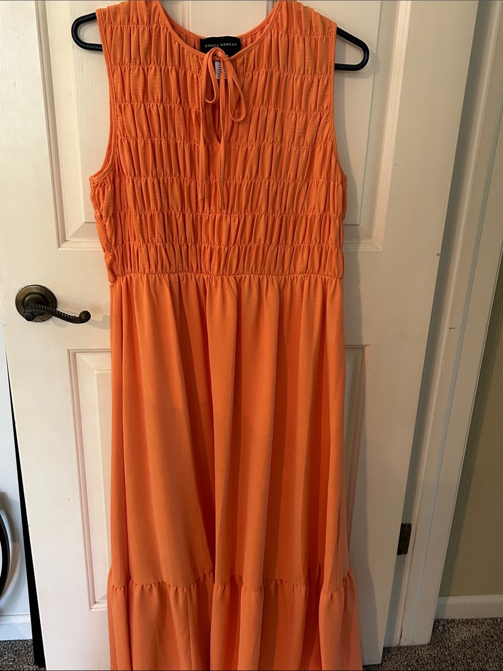 Donna Morgan Orange Smocked Maxi Dress